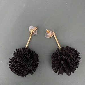 J.Crew Black Pom Pom Earrings